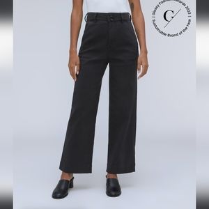Everlane Pants  Wide Leg Cropped Black High Waisted Pockets Work Casual